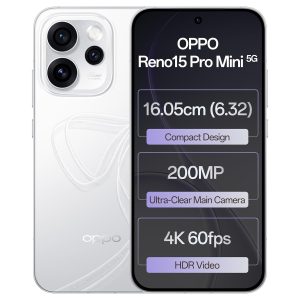 oppo reno15pro mini 5g (glacier white, 12gb ram, 256gb storage) with no cost emi/additional exchange offers