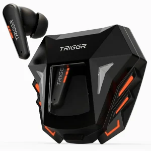 triggr raptor 30ms low latency, dual pairing, quad mic, spaceship design, 50h battery bluetooth (vortex black, true wireless) 4.99 ratings & 1 reviews